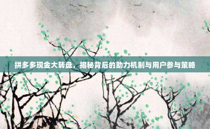 拼多多现金大转盘，揭秘背后的助力机制与用户参与策略