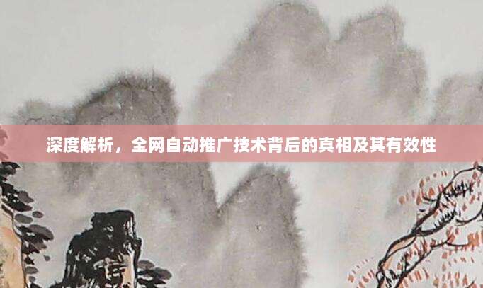 深度解析，全网自动推广技术背后的真相及其有效性