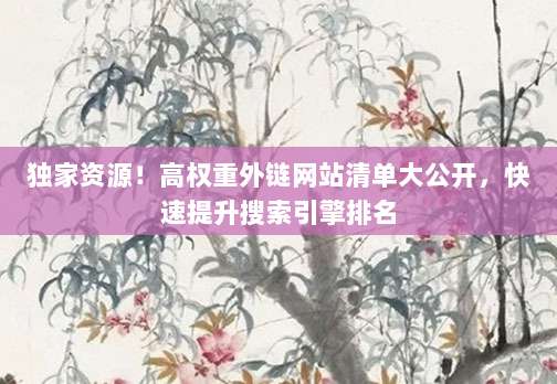 独家资源!高权重外链网站清单大公开,快速提升搜索引擎排名