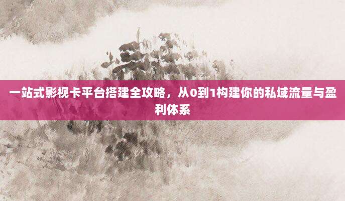 一站式影视卡平台搭建全攻略,从0到1构建你的私域流量与盈利体系