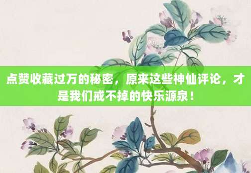 点赞收藏过万的秘密,原来这些神仙评论,才是我们戒不掉的快乐源泉!