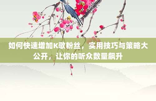 如何快速增加K歌粉丝，实用技巧与策略大公开，让你的听众数量飙升