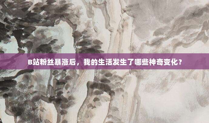 B站粉丝暴涨后，我的生活发生了哪些神奇变化？