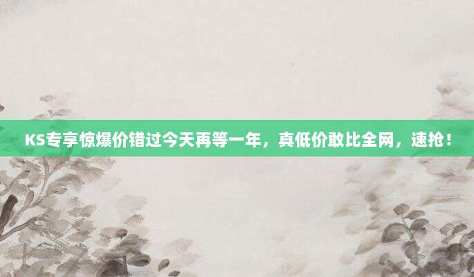KS专享惊爆价错过今天再等一年,真低价敢比全网,速抢!
