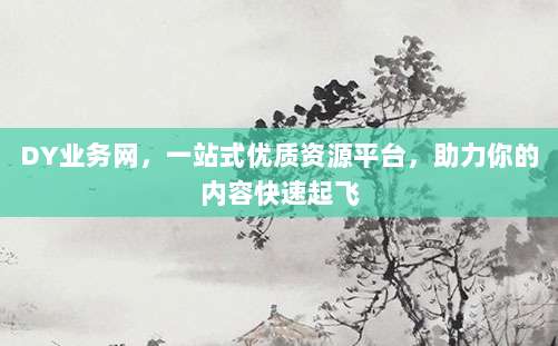 DY业务网，一站式优质资源平台，助力你的内容快速起飞