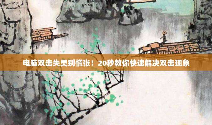 电脑双击失灵别慌张!20秒教你快速解决双击现象