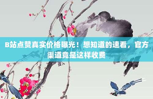 B站点赞真实价格曝光！想知道的速看，官方渠道竟是这样收费