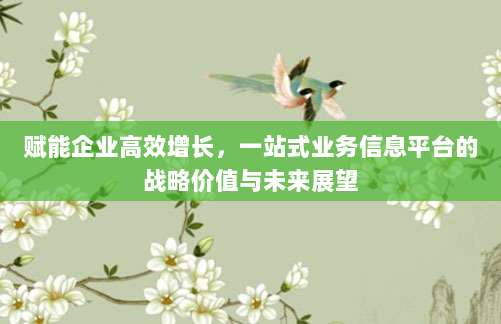 赋能企业高效增长,一站式业务信息平台的战略价值与未来展望